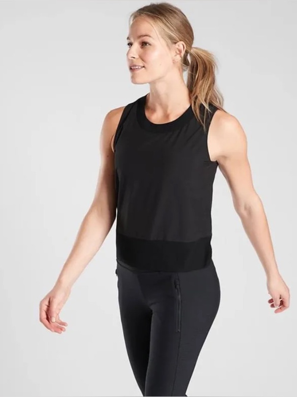 Athleta Women’s Black Zephyr Shell Quick-Dry Lightweight Active Tank Top Small